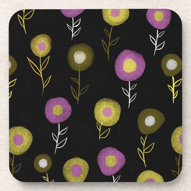 Posavasos Patrón Botánico Oscuro Floral Elegante (Frente)