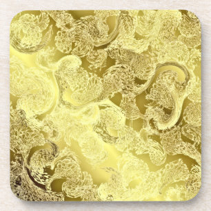 Posavasos Patrón brillante dorado rayas de moda fractal eleg