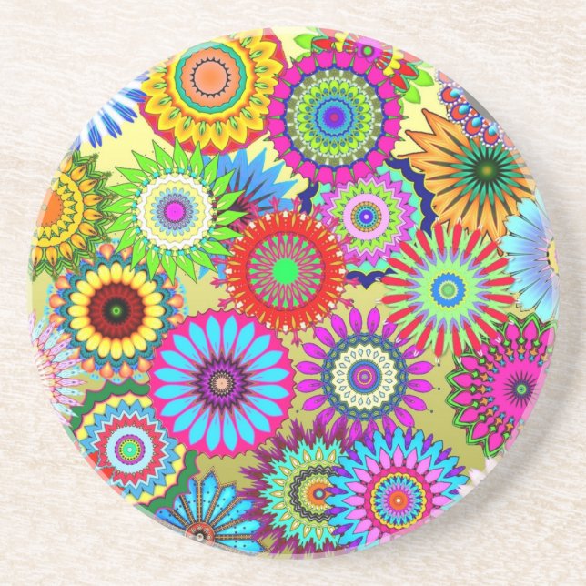 Posavasos Patrón caleidoscopio colorido (Frente)