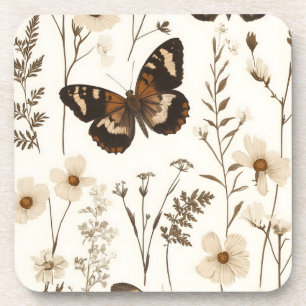 Posavasos Patrón caprichoso de mariposa y flor