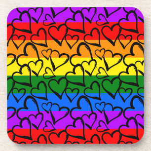Posavasos Patrón cardíaco arcoiris
