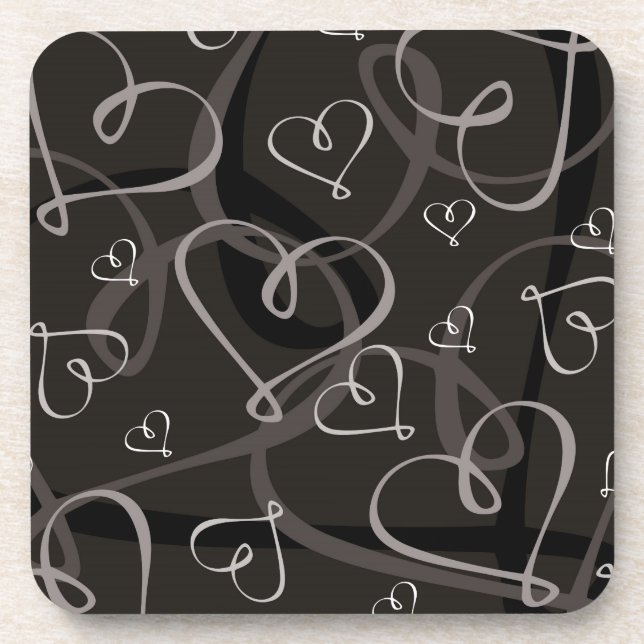 Posavasos Patrón cardíaco blanco y negro (Frente)