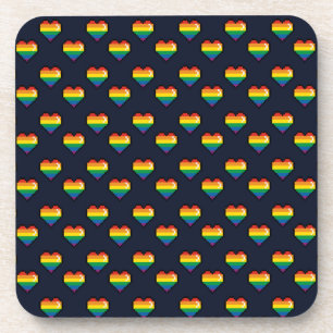 Posavasos Patrón cardíaco de 8 bits arco iris
