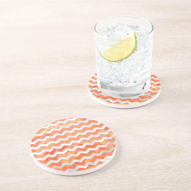 Posavasos Patrón Chevron del Naranja del Lago de Fuego (Lado)