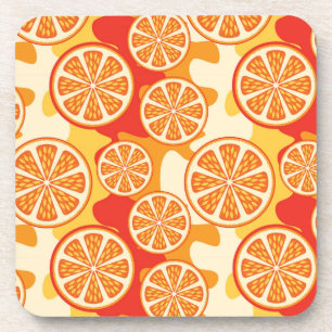 Posavasos Patrón cítrico del Naranja retro