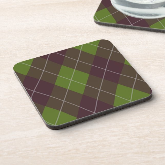 Posavasos Patrón clásico de argyle verde oscuro (Lado Izquierdo)