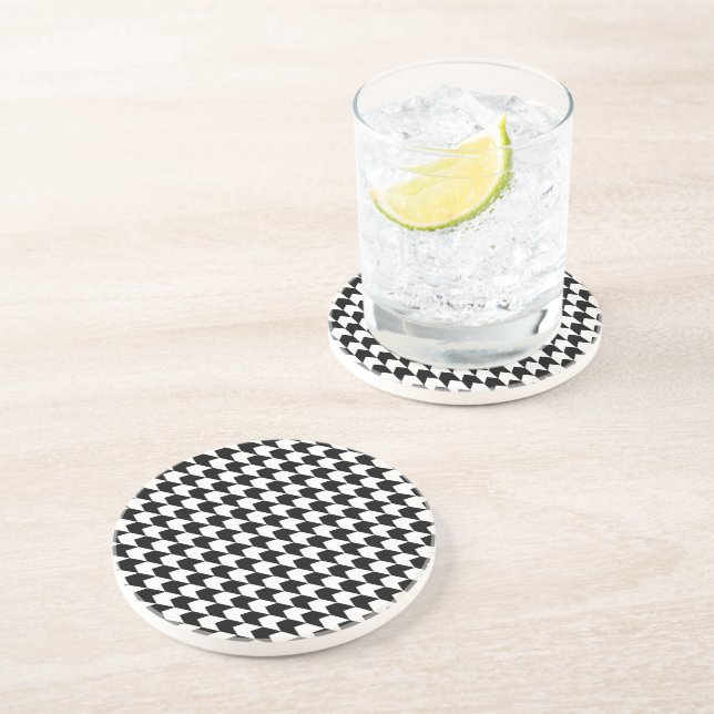 Posavasos Patrón clásico de houndstooth negro (Lado)