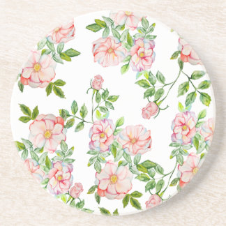 Posavasos Patrón clásico de rosas vintage en acuarela