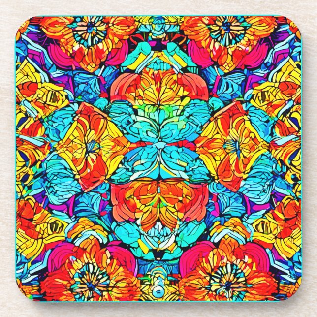 Posavasos Patrón colorido desatado: Diseño creativo (Frente)