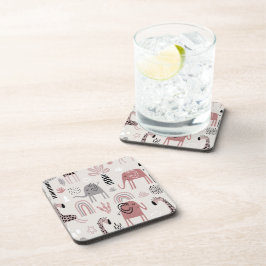 Posavasos patrón con elefantes y jirafas lindos gigante