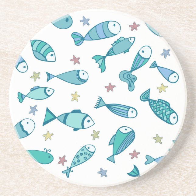 Posavasos Patrón Con Peces Y Peces Primeros (Frente)