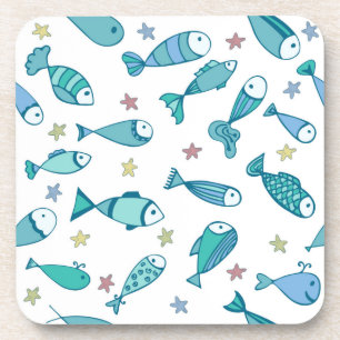 Posavasos Patrón Con Peces Y Peces Primeros