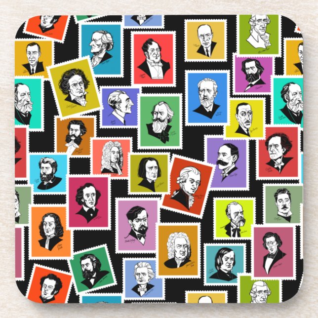 Posavasos Patrón con retratos de los compositores más grande (Frente)
