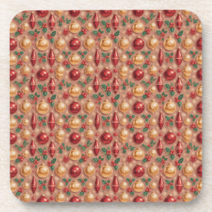 Posavasos Patrón continuo de adornos navideños vintage