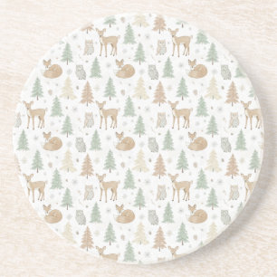 Posavasos Patrón continuo de animales del bosque invernal