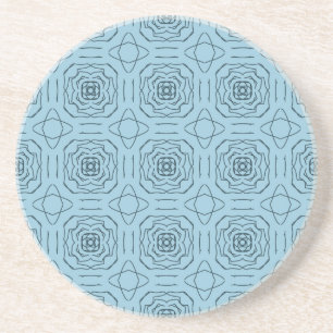 Posavasos Patrón continuo de arte de línea geométrica azul e