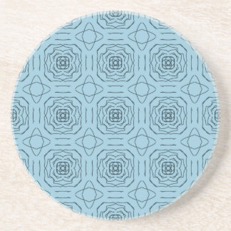 Posavasos Patrón continuo de arte de línea geométrica azul e