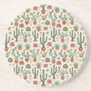Posavasos Patrón continuo de cactus suculentos del desierto