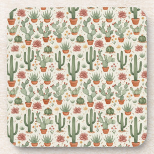 Posavasos Patrón continuo de cactus suculentos del desierto