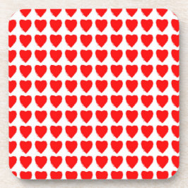 Posavasos Patrón continuo de corazones rojos