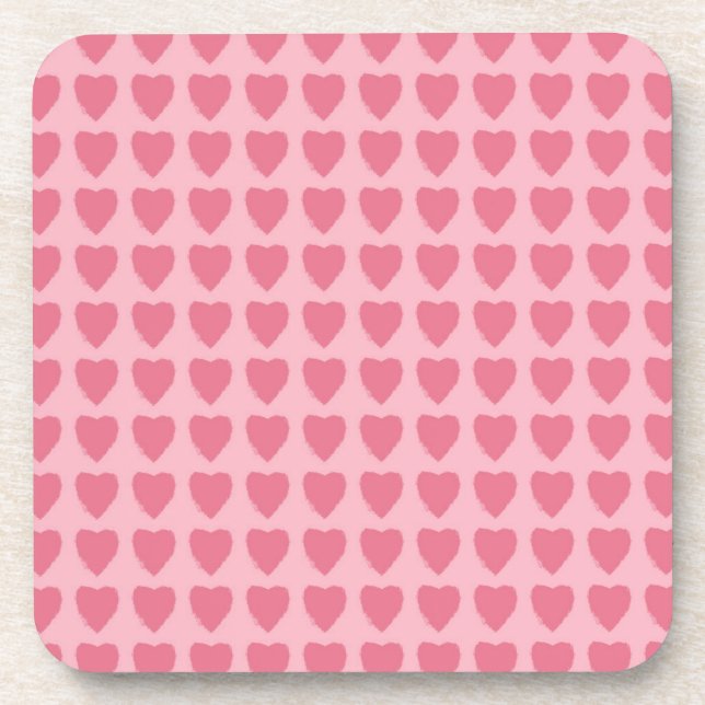 Posavasos Patrón continuo de corazones rosas (Frente)