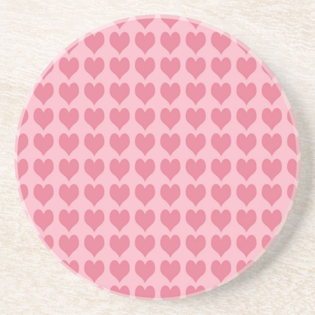 Posavasos Patrón continuo de corazones rosas (Frente)