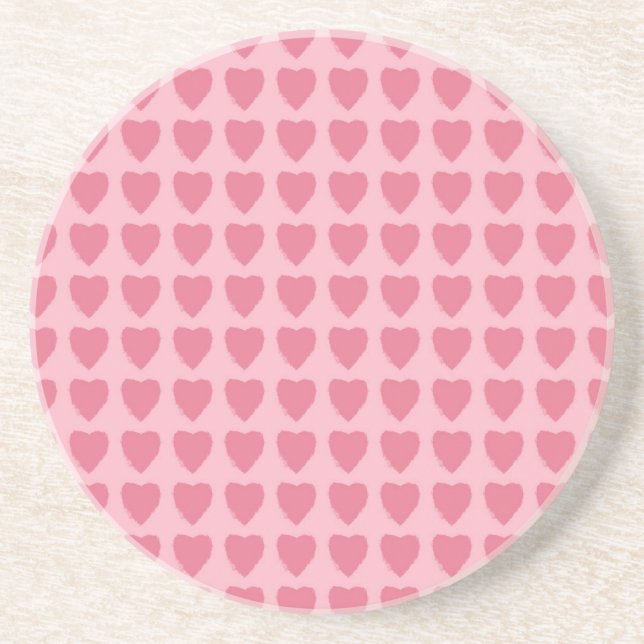 Posavasos Patrón continuo de corazones rosas (Frente)