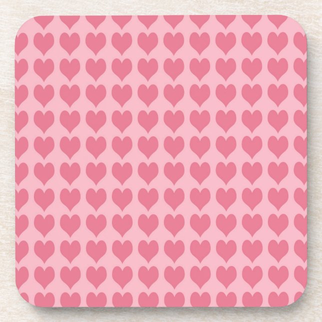 Posavasos Patrón continuo de corazones rosas (Frente)