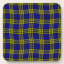 Posavasos Patrón continuo de cuadros azules y amarillos