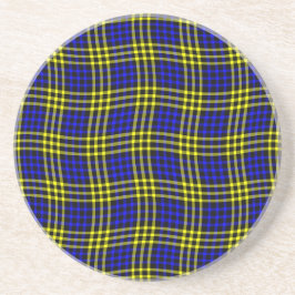 Posavasos Patrón continuo de cuadros azules y amarillos