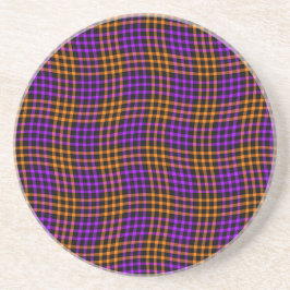Posavasos Patrón continuo de cuadros escoceses naranja morad