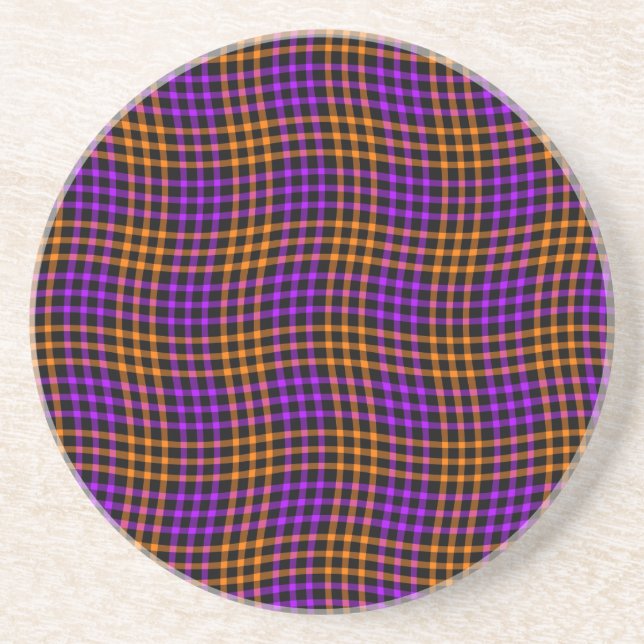 Posavasos Patrón continuo de cuadros escoceses naranja morad (Frente)
