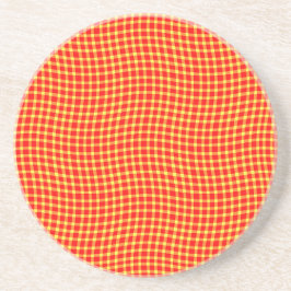 Posavasos Patrón continuo de cuadros escoceses rojo y amaril