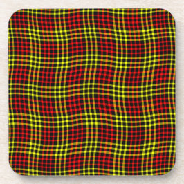 Posavasos Patrón continuo de cuadros escoceses rojos y amari