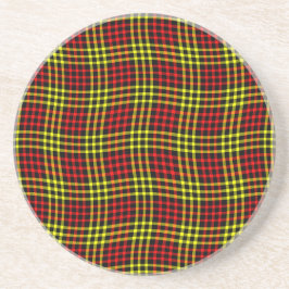 Posavasos Patrón continuo de cuadros escoceses rojos y amari