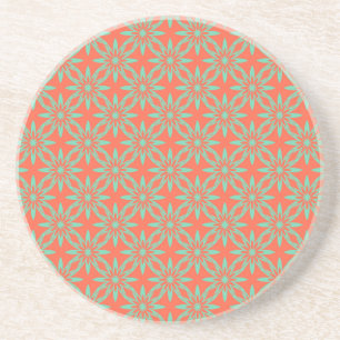 Posavasos Patrón continuo de flor acuamarina de coral