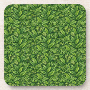 Posavasos Patrón continuo de hojas tropicales modernas