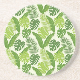 Posavasos Patrón continuo de hojas tropicales y Monstera