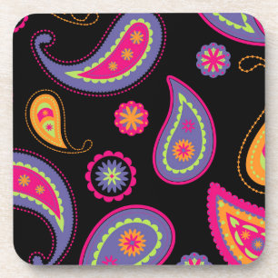 Posavasos Patrón continuo de Paisley colorido