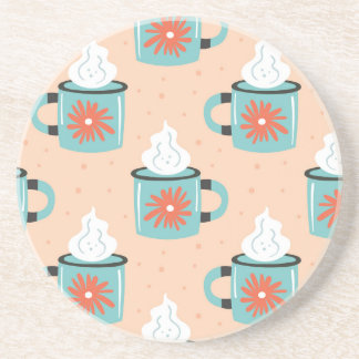 Posavasos Patrón continuo de taza azul claro.