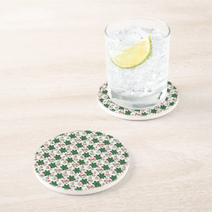 Posavasos Patrón continuo de tortuga linda y floral