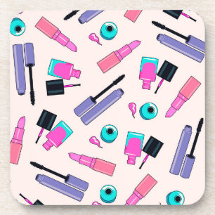 Posavasos Patrón cosmético de maquillaje rosa y púrpura