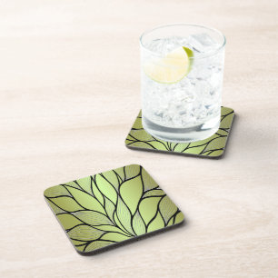 Posavasos Patrón creativo de hoja de oliva verde