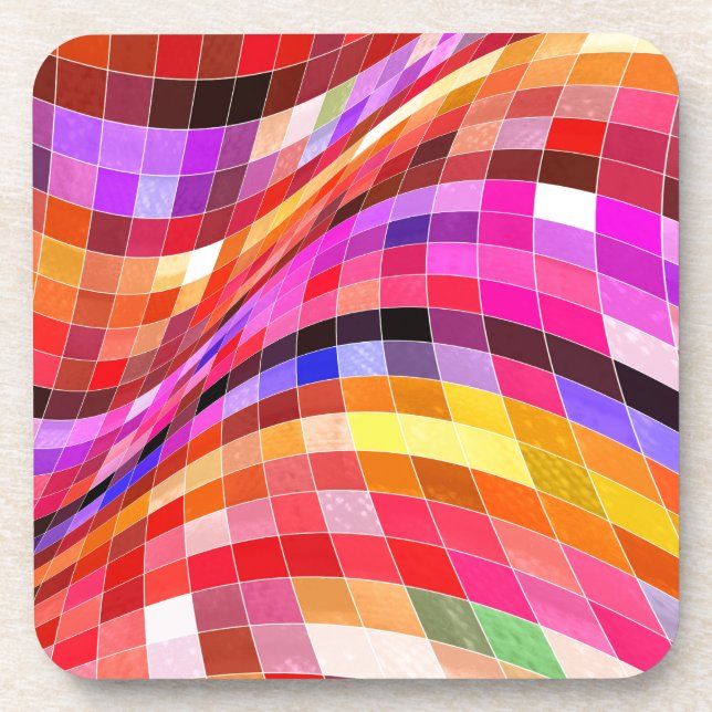 Posavasos Patrón cuadrado psicodélico (Frente)