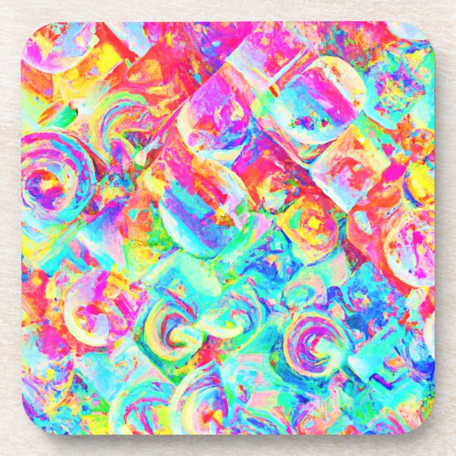 Posavasos Patrón de abstracción vívida y colorida (Frente)