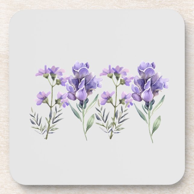 Posavasos Patrón de acuarela de lavanda francés (Frente)