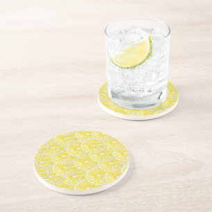 Posavasos Patrón de acuarela de limón Slices