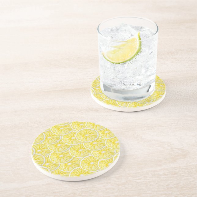 Posavasos Patrón de acuarela de rodajas de limón (Lado)