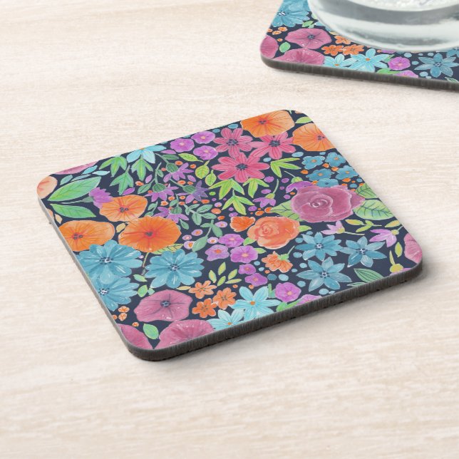 Posavasos Patrón de acuarela floral (Lado Izquierdo)
