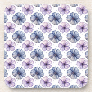 Posavasos Patrón de acuarela floral lavanda y azul